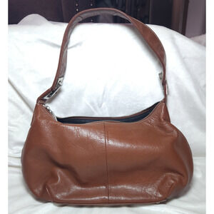 Vintage Perlina New York Soft Brown Leather Shoulder Bag Hobo Purse Lined
